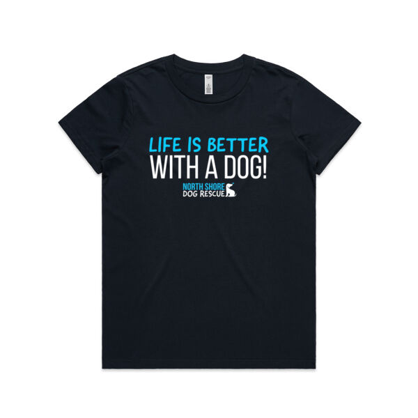 NSDR Life is better with a dog Womens Short Sleeve T-shirt Thumbnail