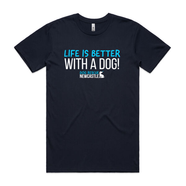 DRN Life is better with a dog. Mens Basic Tshirt Thumbnail