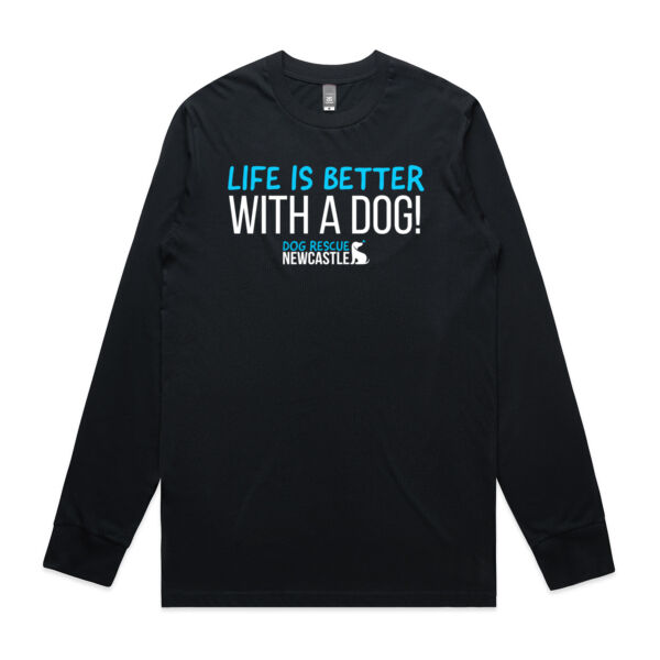DRN Life is better with a dog. Mens Long Sleeve T-shirt Thumbnail