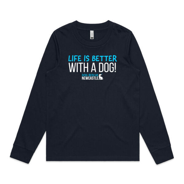 DRN Life is better with a dog. Womens Long Sleeve T-Shirt Thumbnail