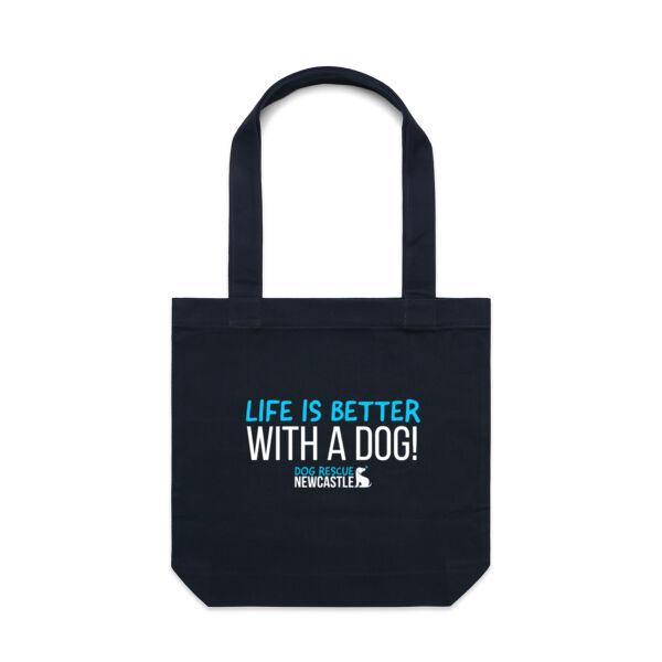 DRN Life is better with a dog. Canvas Tote Bag  Thumbnail